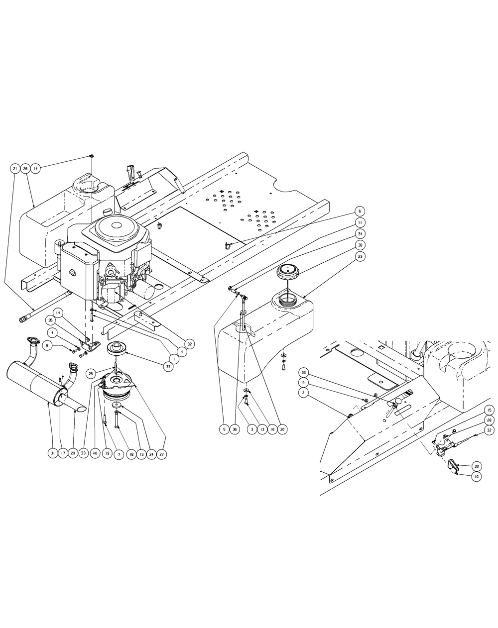 Kohler Engine Assembly 20hp Diagram and Parts List for Z-FORCE44 17AH3AGL-17AH3AGL709-17AH3AGL710 Cub Cadet Lawn Tractor